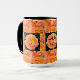 Peach Yellow Pink Blend Rose Blume Foto Tasse