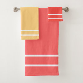 Peach Yellow Summer Fruit Geometric Muster Badhandtuch Set