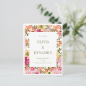 Peach Yellow Watercolor Floral Wedding Postkarte (Stehend Vorderseite)