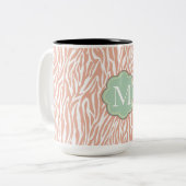 Peach Zebra Print Zweifarbige Tasse (Vorderseite Links)