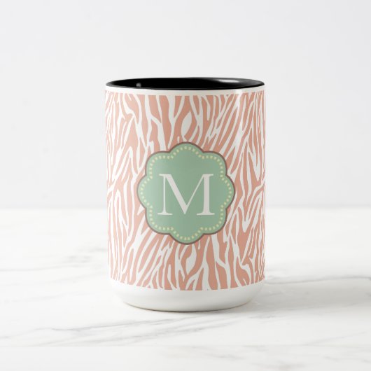 Peach Zebra Print Zweifarbige Tasse (Mittel)