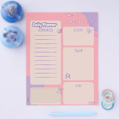 Peache und Lila ästhetische Tagesplanerseite Flyer (Einzeln)