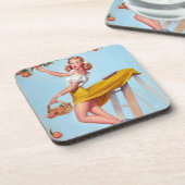 Peaches Button hoch Getränkeuntersetzer (Linke Seite)