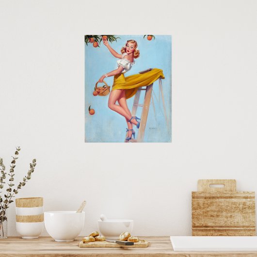 Peaches Button hoch Poster (Küche)