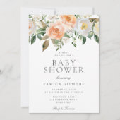 Peaches & Cream Floral Baby Dusche Einladung (Vorderseite)