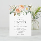 Peaches & Cream Floral Baby Dusche Einladung (Stehend Vorderseite)