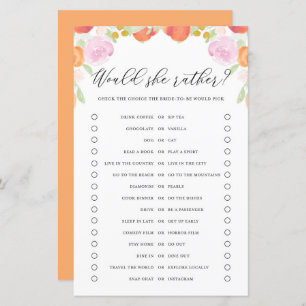 Peaches Floral würde die Braut eher Duschspiel