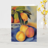 Peaches in Blue Bowl Karte (Gelbe Blume)