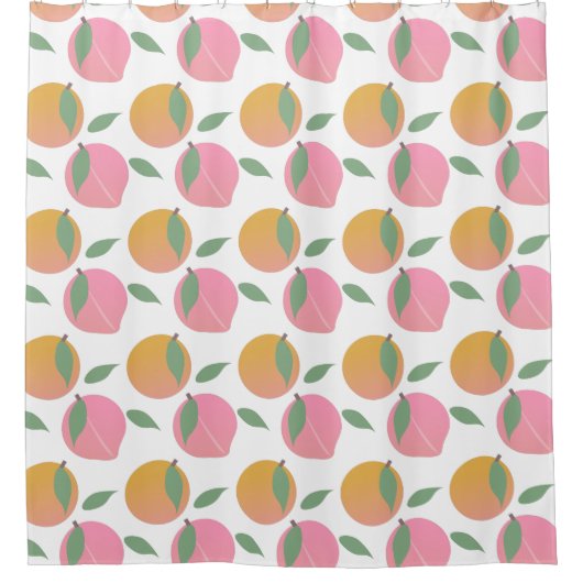 Peaches Orange Fruit Pink Muster Duschvorhang (Vorderseite)