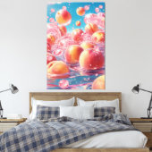 Peaches Stretched Canvas Print Leinwanddruck (Insitu (Schlafzimmer))