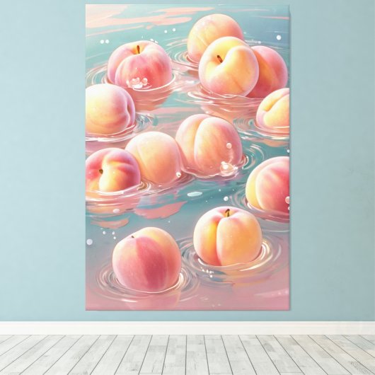 Peaches Stretched Canvas Print Leinwanddruck (Insitu (Holzboden))