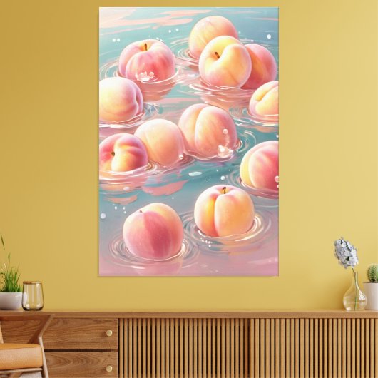 Peaches Stretched Canvas Print Leinwanddruck (Insitu (Wohnzimmer))