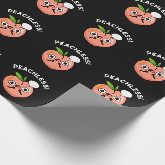 Peachless Funny Fruchtpeach Pun Dark BG Geschenkpapier (Ecke)