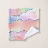 Peachy Agate | Hübsch Soft Pastel Watercolor Ombre Badhandtuch Set (Waschlappen)