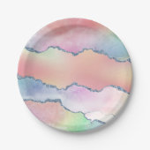 Peachy Agate | Hübsch Soft Pastel Watercolor Ombre Pappteller (Vorderseite)