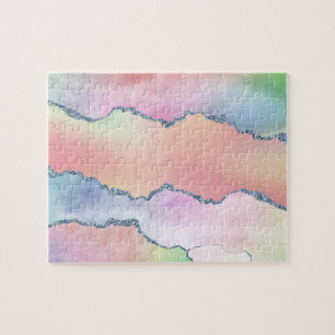 Peachy Agate   Hübsch Soft Pastel Watercolor Ombre Puzzle