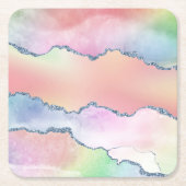 Peachy Agate | Hübsch Soft Pastel Watercolor Ombre Rechteckiger Pappuntersetzer (Vorderseite)