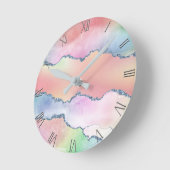 Peachy Agate | Hübsch Soft Pastel Watercolor Ombre Runde Wanduhr (Winkel)