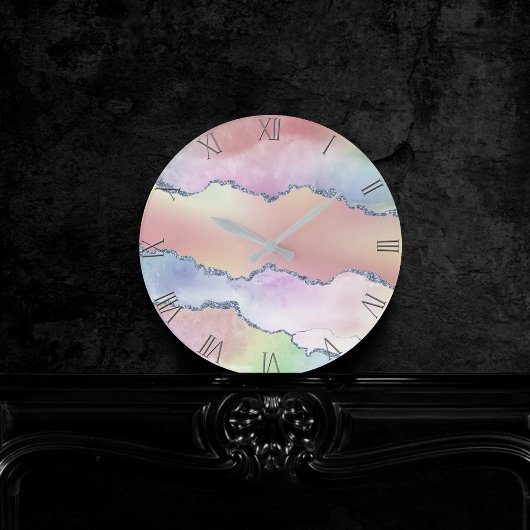Peachy Agate | Hübsch Soft Pastel Watercolor Ombre Runde Wanduhr