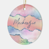 Peachy Agate | Hübsch Soft Pastell Ombre Monogram Keramik Ornament (Links)