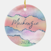 Peachy Agate | Hübsch Soft Pastell Ombre Monogram Keramik Ornament (Hinten)