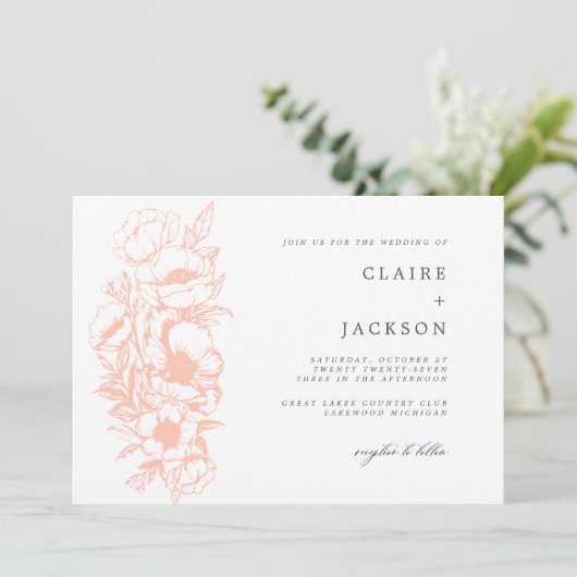 Peachy Anemone Einladung (Stehend Vorderseite)