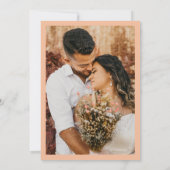 Peachy Apricot Boho Arch Retro Script 2 Foto 70er Save The Date (Rückseite)