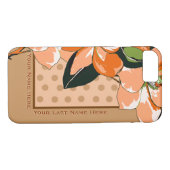 Peachy Azaleas, Polka Dots + Camel_Personalisiert Case-Mate iPhone Hülle (Rückseite (Horizontal))