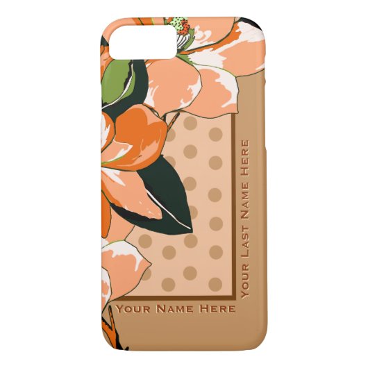 Peachy Azaleas, Polka Dots + Camel_Personalisiert Case-Mate iPhone Hülle (Rückseite)