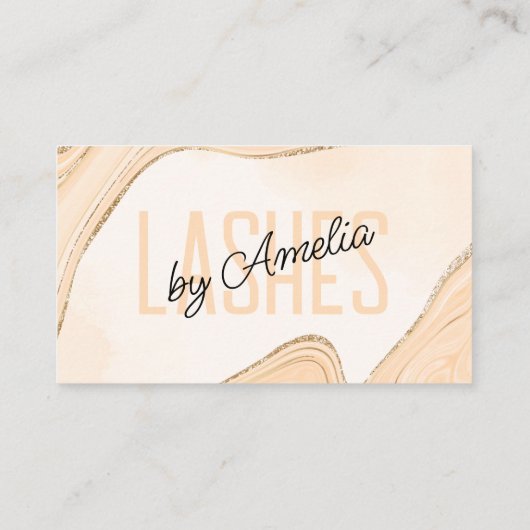 Peachy Beige Gold Glitzer Agate Eye Lashes Brows Visitenkarte (Rückseite)