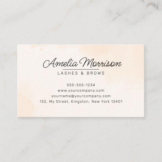 Peachy Beige Gold Glitzer Agate Eye Lashes Brows Visitenkarte (Vorderseite)