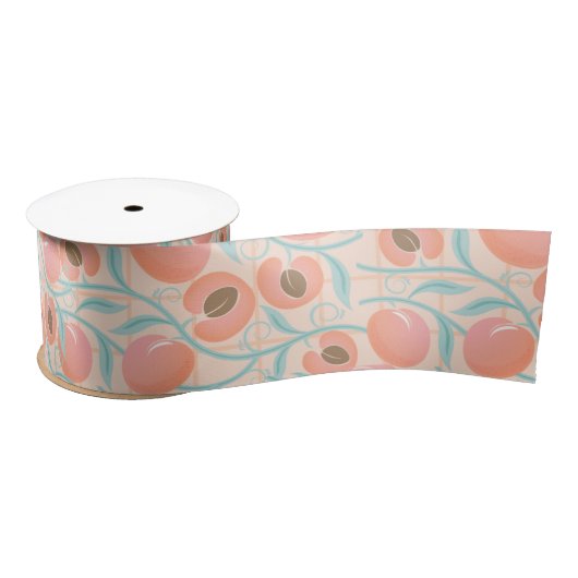 Peachy Blooms Boho Pattern Peach Satinband (Spule)