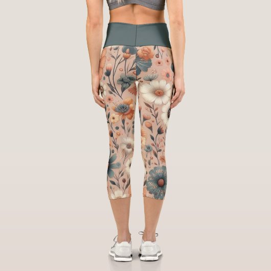 Peachy Blooms Capri Leggings (Rückseite)