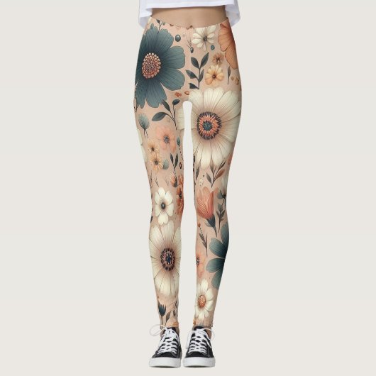 Peachy Blooms Leggings (Vorderseite)