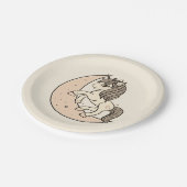 Peachy Blush Pink Celestial Moon Babydusche Pappteller (Schrägansicht)