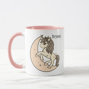 Peachy Blush Pink Celestial Moon & Stars Einhorn Tasse