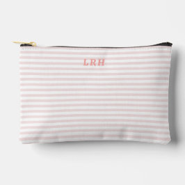 Peachy Blush Stripe Vintage Tiny Initials Monogram Zubehörtasche