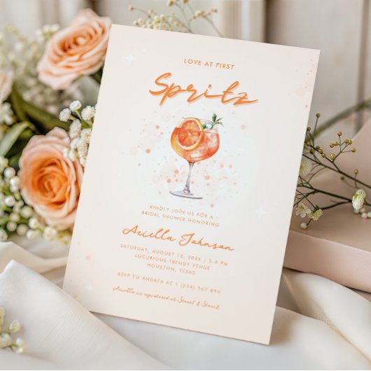 Peachy Cocktail Liebe im First Spritz Brautparty Einladung