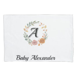 Peachy Coral Rose Wreath Personalized Name  Kissenbezug