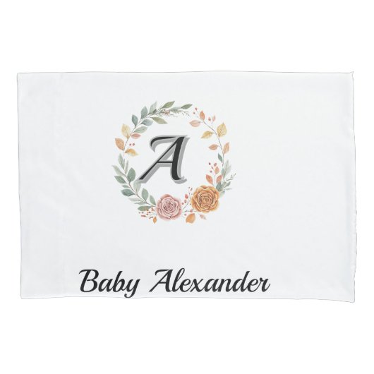 Peachy Coral Rose Wreath Personalized Name  Kissenbezug (Vorderseite)