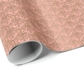 Peachy Coral und Gold Damask Muster Geschenkpapier (Rolleneckpunkt)