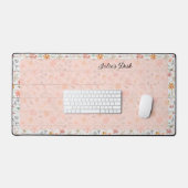 Peachy Floral Design - Personalisierte Schreibtisc Schreibtischunterlage (Tastatur & Maus)