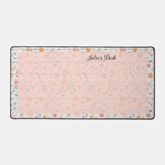 Peachy Floral Design - Personalisierte Schreibtisc Schreibtischunterlage (Vorderseite)