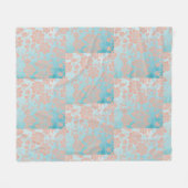 Peachy Floral Lace & Aquamarin Fleecedecke (Vorderseite (Horizontal))
