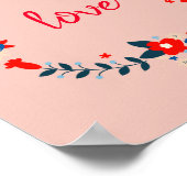 Peachy Floral Liebe Wreath Poster (Ecke)