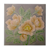 Peachy Floral Majolica Imitate Relief c1900 Repro Fliese (Vorderseite)