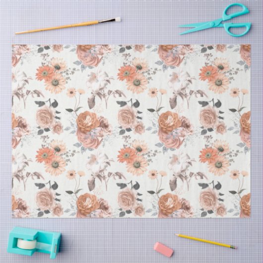Peachy Floral Series Design 10 Seidenpapier (Basteln)