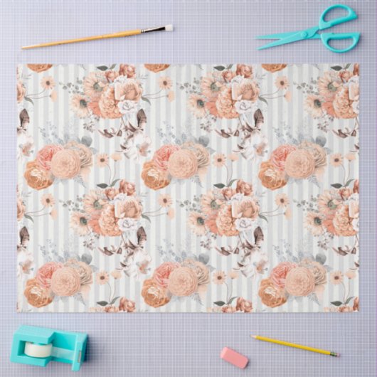 Peachy Floral Series Design 4 Seidenpapier (Basteln)