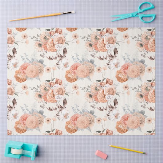 Peachy Floral Series Design 8 Seidenpapier (Basteln)