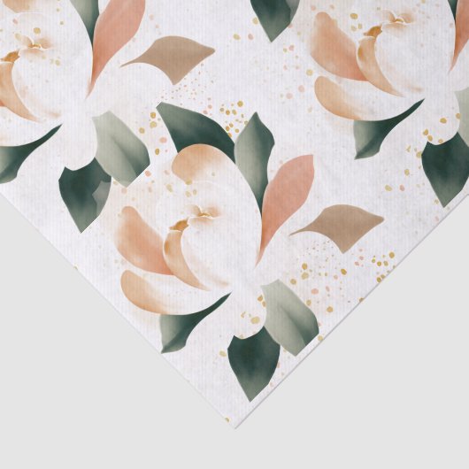 Peachy Gold Peonies Speckled Tissue Seidenpapier (Ausschnitt)